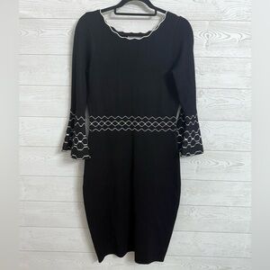 Danny & Nicole Women’s Black & White Midi Sweater Dress. Size M